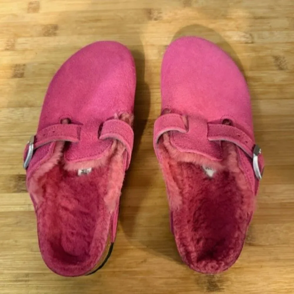 NWOT - Birkenstock Boston Genuine Shearling Lined Clog -  HOT PINK - Picture 11 of 16